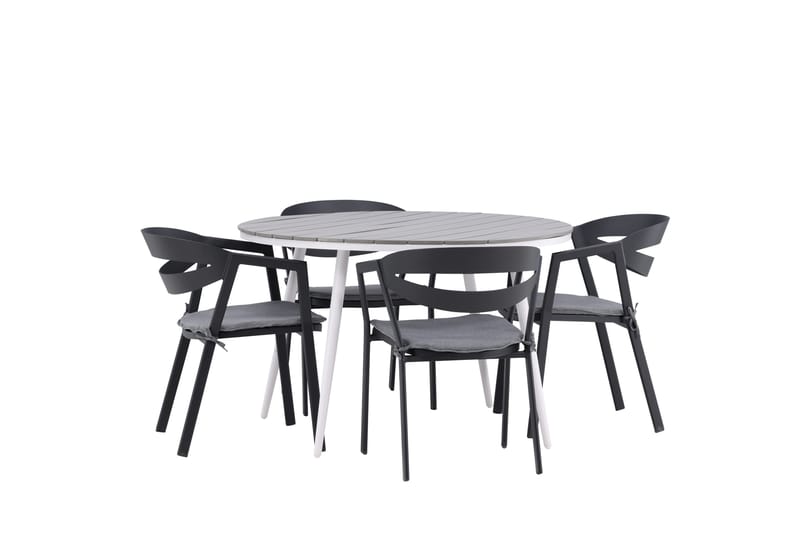 Break Matgrupp Utomhus Rund 120 cm + 4 Slit Matstol - Svart/Grå - Utemöbler & utemiljö - Utegrupp - Matgrupp utomhus
