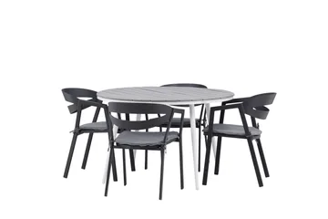 Break Matgrupp Utomhus Rund 120 cm + 4 Slit Matstol - Svart/Grå - Utemöbler & utemiljö - Utegrupp - Matgrupp utomhus