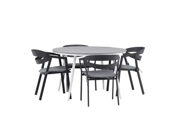 Break Matgrupp Utomhus Rund 120 cm + 4 Slit Matstol - Svart/Grå - Utemöbler & utemiljö - Utegrupp - Matgrupp utomhus