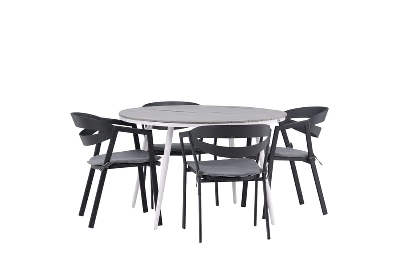 Break Matgrupp Utomhus Rund 120 cm + 4 Slit Matstol - Svart/Grå - Utemöbler & utemiljö - Utegrupp - Matgrupp utomhus