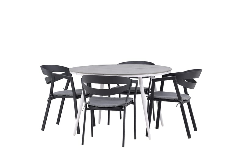 Break Matgrupp Utomhus Rund 120 cm + 4 Slit Matstol - Svart/Grå - Utemöbler & utemiljö - Utegrupp - Matgrupp utomhus