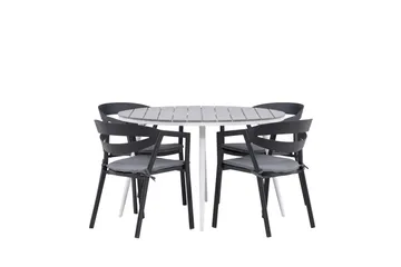 Break Matgrupp Utomhus Rund 120 cm + 4 Slit Matstol - Svart/Grå - Utemöbler & utemiljö - Utegrupp - Matgrupp utomhus