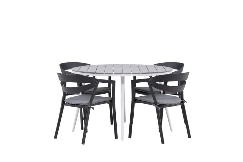 Break Matgrupp Utomhus Rund 120 cm + 4 Slit Matstol - Svart/Grå - Utemöbler & utemiljö - Utegrupp - Matgrupp utomhus