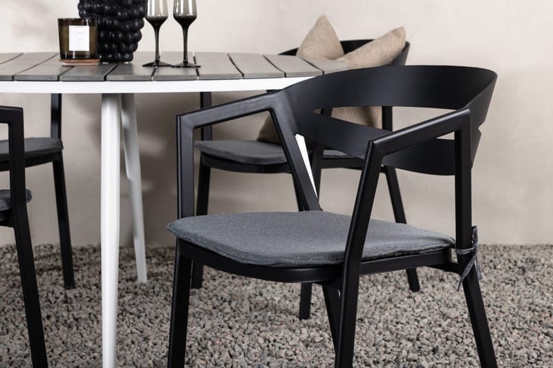 Break Matgrupp Utomhus Rund 120 cm + 4 Slit Matstol - Svart/Grå - Utemöbler & utemiljö - Utegrupp - Matgrupp utomhus