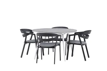 Break Matgrupp Utomhus Rund 120 cm + 4 Slit Matstol - Svart/Grå - Utemöbler & utemiljö - Utegrupp - Matgrupp utomhus