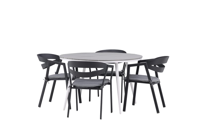 Break Matgrupp Utomhus Rund 120 cm + 4 Slit Matstol - Svart/Grå - Utemöbler & utemiljö - Utegrupp - Matgrupp utomhus