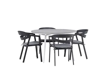 Break Matgrupp Utomhus Rund 120 cm + 4 Slit Matstol - Svart/Grå - Utemöbler & utemiljö - Utegrupp - Matgrupp utomhus