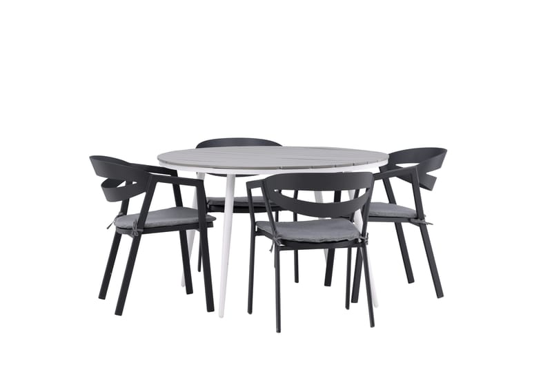 Break Matgrupp Utomhus Rund 120 cm + 4 Slit Matstol - Svart/Grå - Utemöbler & utemiljö - Utegrupp - Matgrupp utomhus