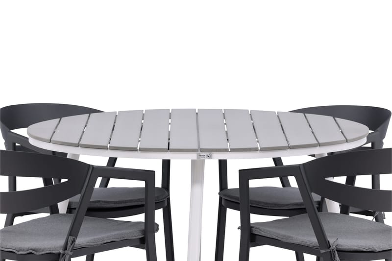 Break Matgrupp Utomhus Rund 120 cm + 4 Slit Matstol - Svart/Grå - Utemöbler & utemiljö - Utegrupp - Matgrupp utomhus