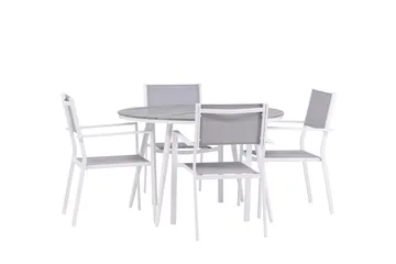 Break Matgrupp Utomhus Rund 120 cm + 4 st Copacabana Stolar - Vit - Utemöbler & utemiljö - Utegrupp - Matgrupp utomhus