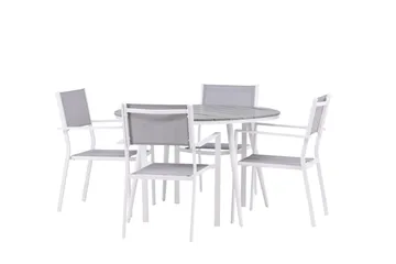 Break Matgrupp Utomhus Rund 120 cm + 4 st Copacabana Stolar - Vit - Utemöbler & utemiljö - Utegrupp - Matgrupp utomhus