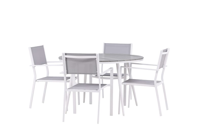 Break Matgrupp Utomhus Rund 120 cm + 4 st Copacabana Stolar - Vit - Utemöbler & utemiljö - Utegrupp - Matgrupp utomhus