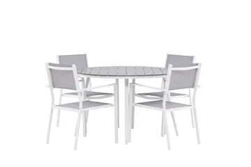 Break Matgrupp Utomhus Rund 120 cm + 4 st Copacabana Stolar - Vit - Utemöbler & utemiljö - Utegrupp - Matgrupp utomhus