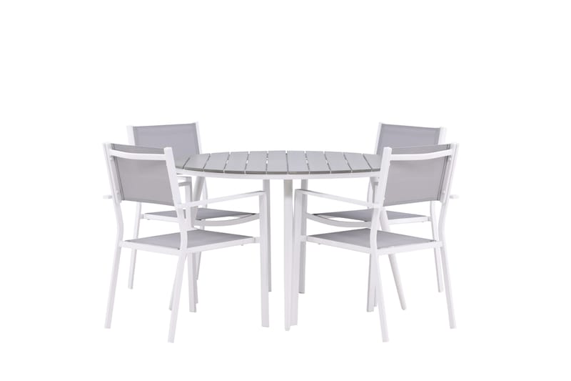 Break Matgrupp Utomhus Rund 120 cm + 4 st Copacabana Stolar - Vit - Utemöbler & utemiljö - Utegrupp - Matgrupp utomhus