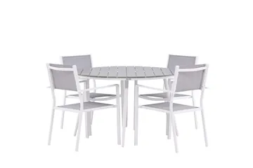 Break Matgrupp Utomhus Rund 120 cm + 4 st Copacabana Stolar - Vit - Utemöbler & utemiljö - Utegrupp - Matgrupp utomhus