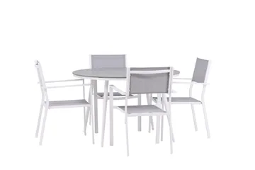 Break Matgrupp Utomhus Rund 120 cm + 4 st Copacabana Stolar - Vit - Utemöbler & utemiljö - Utegrupp - Matgrupp utomhus