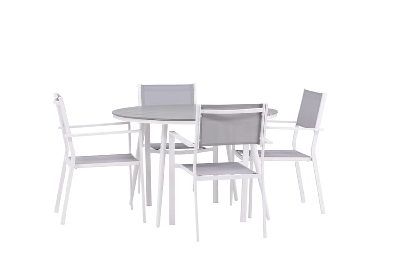 Break Matgrupp Utomhus Rund 120 cm + 4 st Copacabana Stolar - Vit - Utemöbler & utemiljö - Utegrupp - Matgrupp utomhus