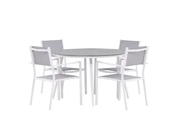 Break Matgrupp Utomhus Rund 120 cm + 4 st Copacabana Stolar - Vit - Utemöbler & utemiljö - Utegrupp - Matgrupp utomhus