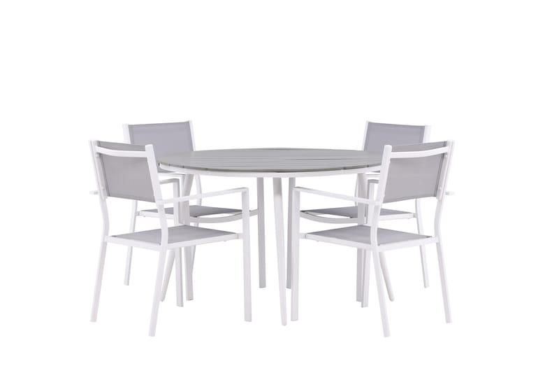 Break Matgrupp Utomhus Rund 120 cm + 4 st Copacabana Stolar - Vit - Utemöbler & utemiljö - Utegrupp - Matgrupp utomhus