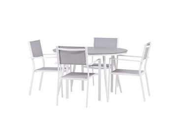 Break Matgrupp Utomhus Rund 120 cm + 4 st Copacabana Stolar - Vit - Utemöbler & utemiljö - Utegrupp - Matgrupp utomhus