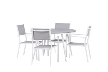 Break Matgrupp Utomhus Rund 120 cm + 4 st Copacabana Stolar - Vit - Utemöbler & utemiljö - Utegrupp - Matgrupp utomhus