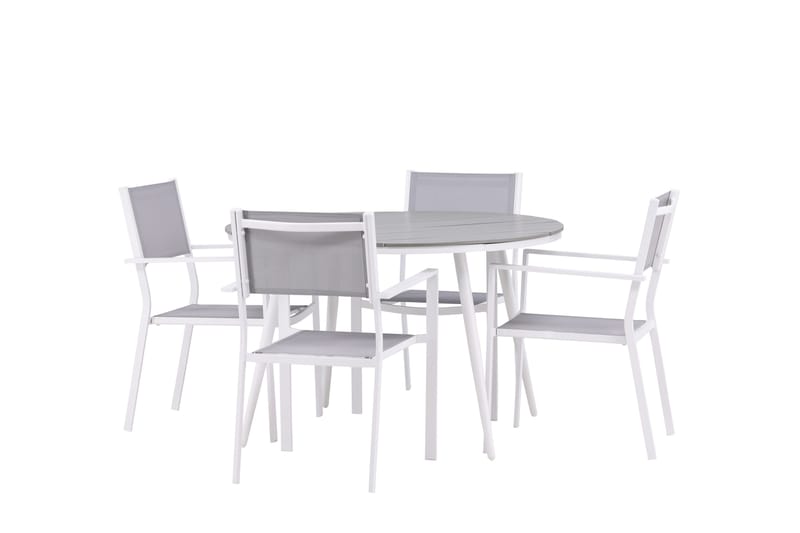 Break Matgrupp Utomhus Rund 120 cm + 4 st Copacabana Stolar - Vit - Utemöbler & utemiljö - Utegrupp - Matgrupp utomhus