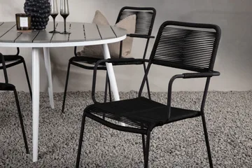 Break Matgrupp Utomhus Rund 120 cm 4 Lindos Karmstol - Svart/Grå - Utemöbler & utemiljö - Utegrupp - Matgrupp utomhus