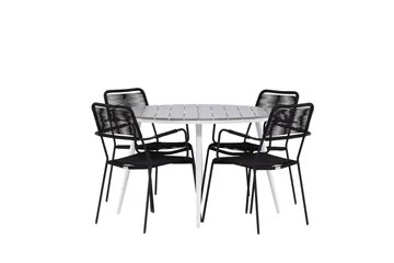 Break Matgrupp Utomhus Rund 120 cm 4 Lindos Karmstol - Svart/Grå - Utemöbler & utemiljö - Utegrupp - Matgrupp utomhus