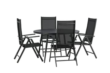 Break Matgrupp Utomhus Rund 120cm + 4 Break Positionsstol - Svart - Utemöbler & utemiljö - Utegrupp - Matgrupp utomhus