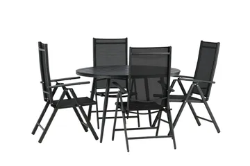 Break Matgrupp Utomhus Rund 120cm + 4 Break Positionsstol - Svart - Utemöbler & utemiljö - Utegrupp - Matgrupp utomhus
