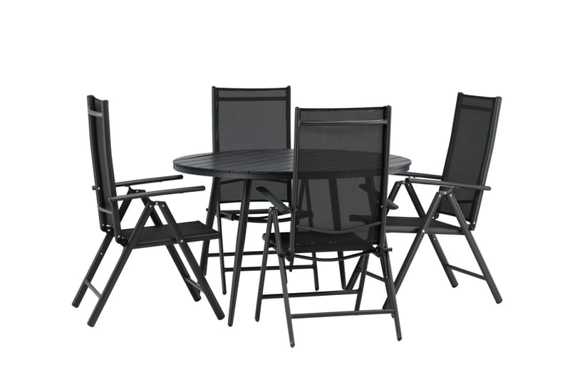 Break Matgrupp Utomhus Rund 120cm + 4 Break Positionsstol - Svart - Utemöbler & utemiljö - Utegrupp - Matgrupp utomhus