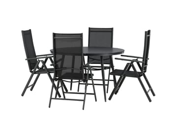 Break Matgrupp Utomhus Rund 120cm + 4 Break Positionsstol - Svart - Utemöbler & utemiljö - Utegrupp - Matgrupp utomhus