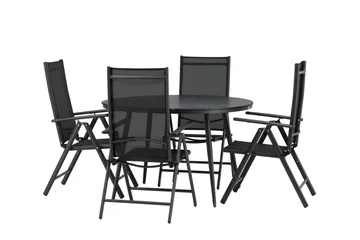 Break Matgrupp Utomhus Rund 120cm + 4 Break Positionsstol - Svart - Utemöbler & utemiljö - Utegrupp - Matgrupp utomhus