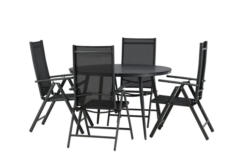 Break Matgrupp Utomhus Rund 120cm + 4 Break Positionsstol - Svart - Utemöbler & utemiljö - Utegrupp - Matgrupp utomhus
