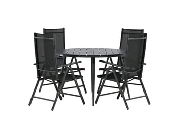 Break Matgrupp Utomhus Rund 120cm + 4 Break Positionsstol - Svart - Utemöbler & utemiljö - Utegrupp - Matgrupp utomhus