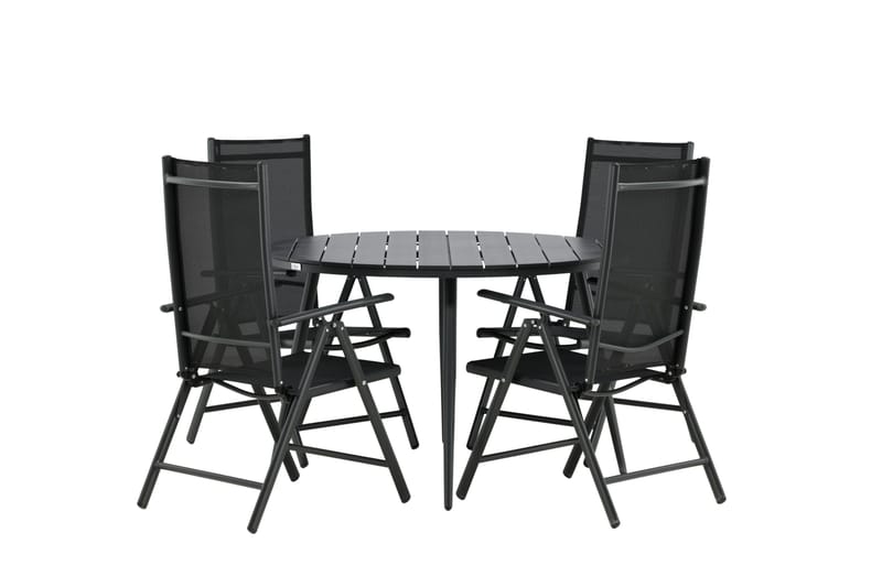 Break Matgrupp Utomhus Rund 120cm + 4 Break Positionsstol - Svart - Utemöbler & utemiljö - Utegrupp - Matgrupp utomhus