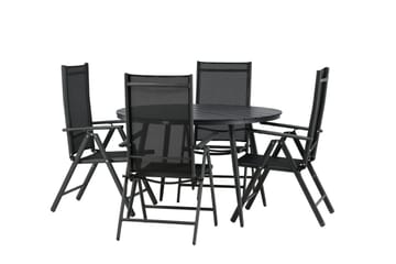 Break Matgrupp Utomhus Rund 120cm + 4 Break Positionsstol - Svart - Utemöbler & utemiljö - Utegrupp - Matgrupp utomhus