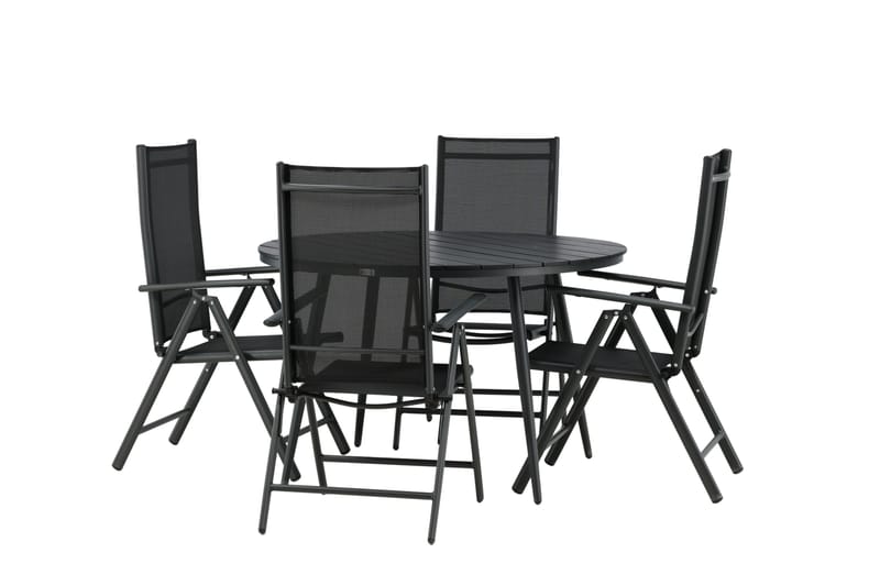 Break Matgrupp Utomhus Rund 120cm + 4 Break Positionsstol - Svart - Utemöbler & utemiljö - Utegrupp - Matgrupp utomhus