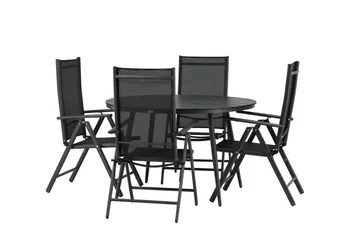 Break Matgrupp Utomhus Rund 120cm + 4 Break Positionsstol - Svart - Utemöbler & utemiljö - Utegrupp - Matgrupp utomhus