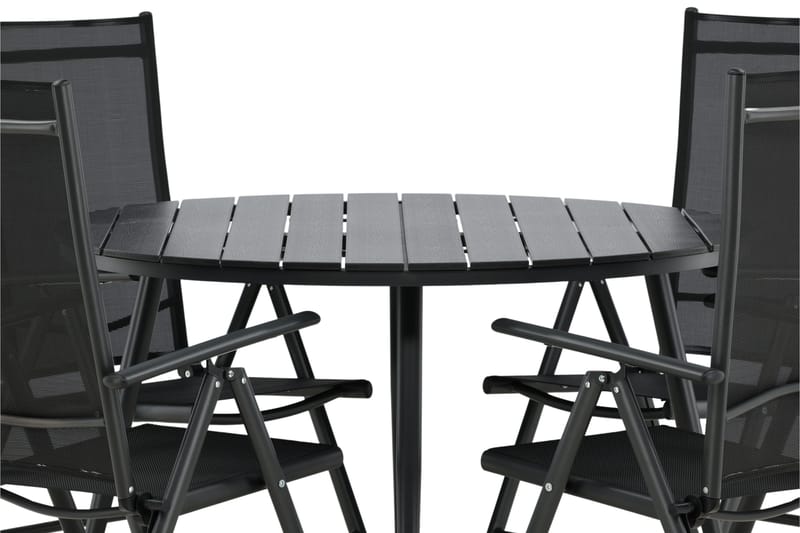 Break Matgrupp Utomhus Rund 120cm + 4 Break Positionsstol - Svart - Utemöbler & utemiljö - Utegrupp - Matgrupp utomhus
