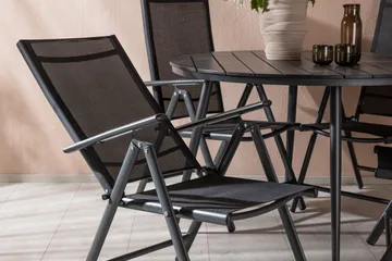 Break Matgrupp Utomhus Rund 120cm + 4 Break Positionsstol - Svart - Utemöbler & utemiljö - Utegrupp - Matgrupp utomhus