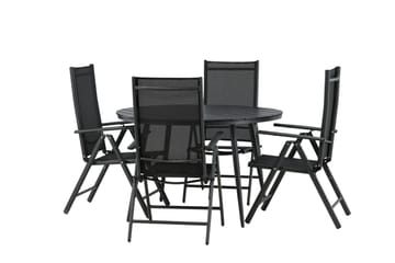 Break Matgrupp Utomhus Rund 120cm + 4 Break Positionsstol - Svart - Utemöbler & utemiljö - Utegrupp - Matgrupp utomhus