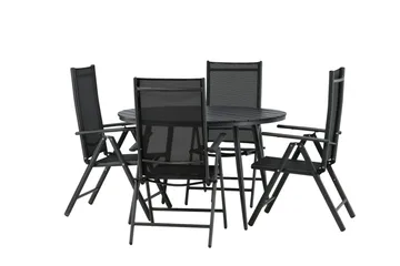 Break Matgrupp Utomhus Rund 120cm + 4 Break Positionsstol - Svart - Utemöbler & utemiljö - Utegrupp - Matgrupp utomhus