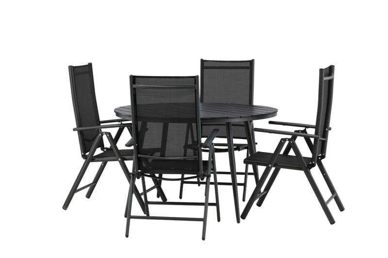 Break Matgrupp Utomhus Rund 120cm + 4 Break Positionsstol - Svart - Utemöbler & utemiljö - Utegrupp - Matgrupp utomhus
