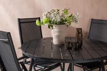 Break Matgrupp Utomhus Rund 120cm + 4 Break Positionsstol - Svart - Utemöbler & utemiljö - Utegrupp - Matgrupp utomhus