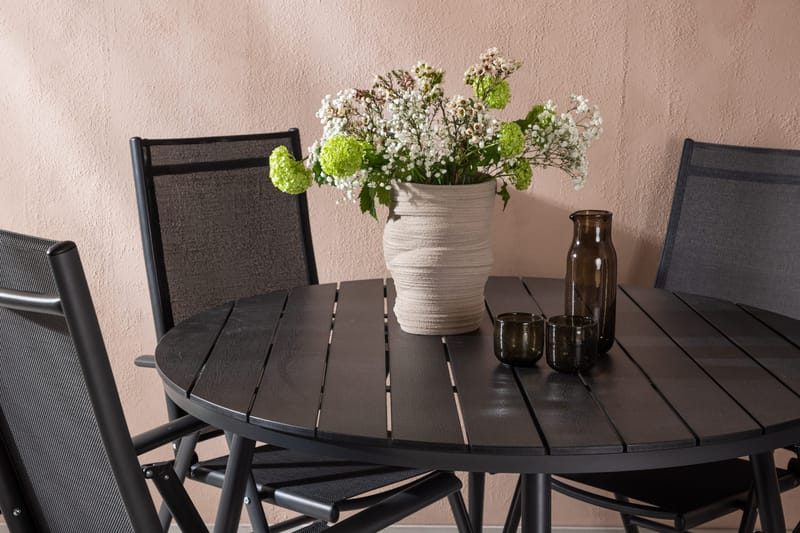 Break Matgrupp Utomhus Rund 120cm + 4 Break Positionsstol - Svart - Utemöbler & utemiljö - Utegrupp - Matgrupp utomhus