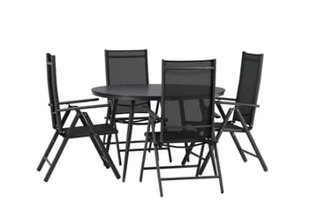 Break Matgrupp Utomhus Rund 120cm + 4 Break Positionsstol - Svart - Utemöbler & utemiljö - Utegrupp - Matgrupp utomhus