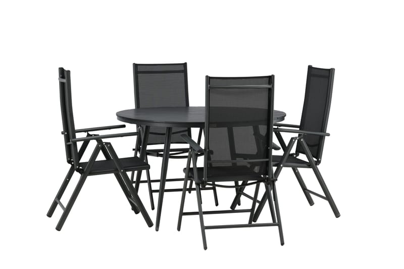 Break Matgrupp Utomhus Rund 120cm + 4 Break Positionsstol - Svart - Utemöbler & utemiljö - Utegrupp - Matgrupp utomhus
