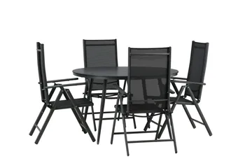 Break Matgrupp Utomhus Rund 120cm + 4 Break Positionsstol - Svart - Utemöbler & utemiljö - Utegrupp - Matgrupp utomhus