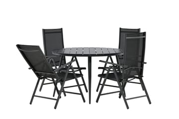 Break Matgrupp Utomhus Rund 120cm + 4 Break Positionsstol - Svart - Utemöbler & utemiljö - Utegrupp - Matgrupp utomhus